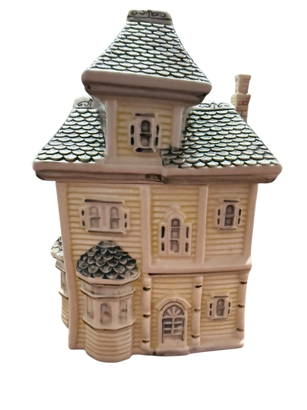 Vintage Victorian House Ceramic Cookie Jar Canister